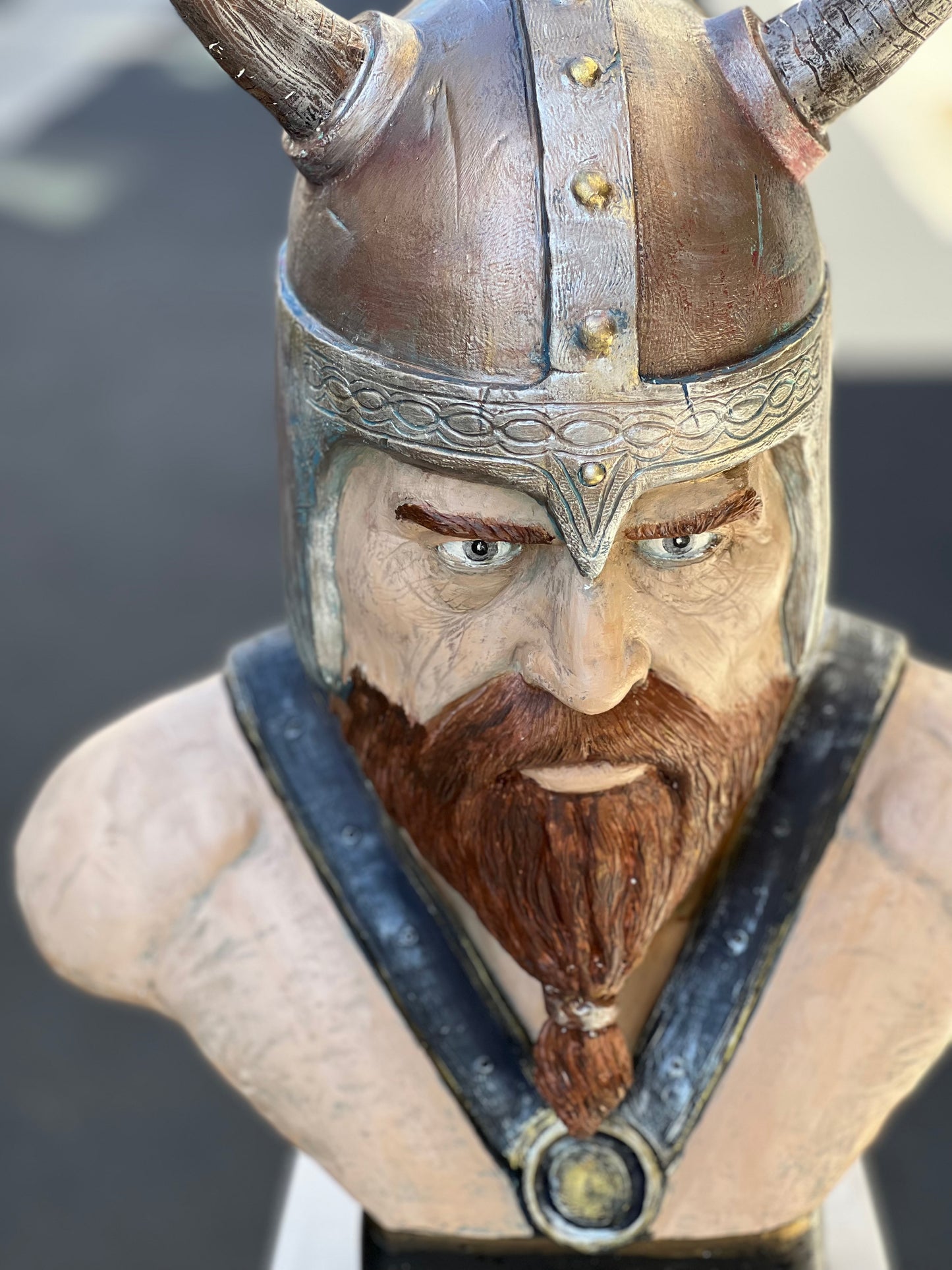 Large Viking Soldier Bust Statue - 22.4” Norse Warrior Sculpture