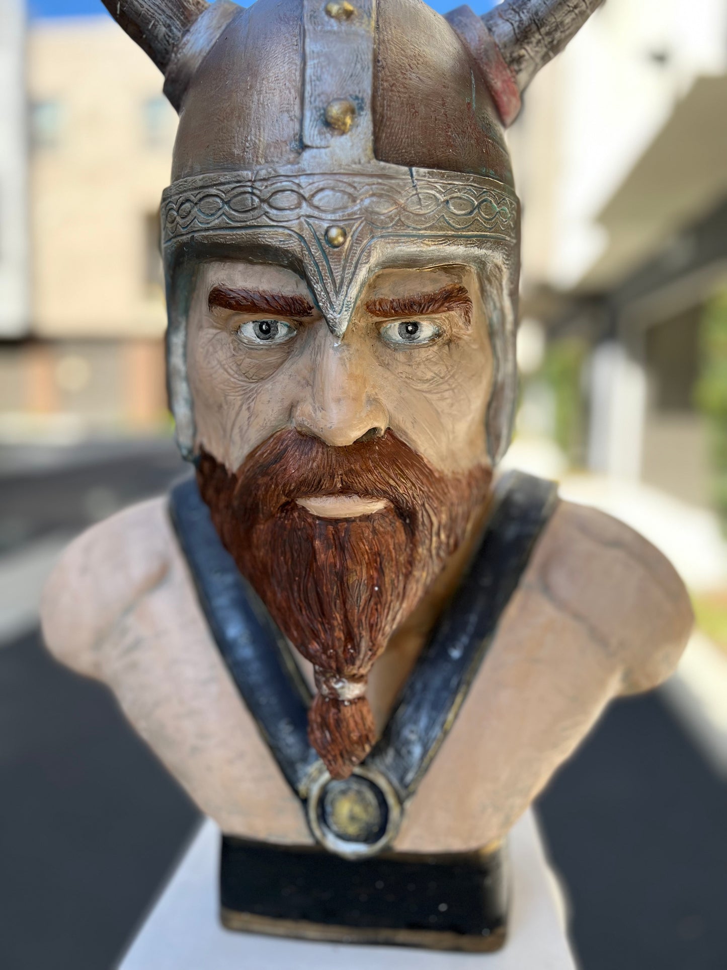 Large Viking Soldier Bust Statue - 22.4” Norse Warrior Sculpture