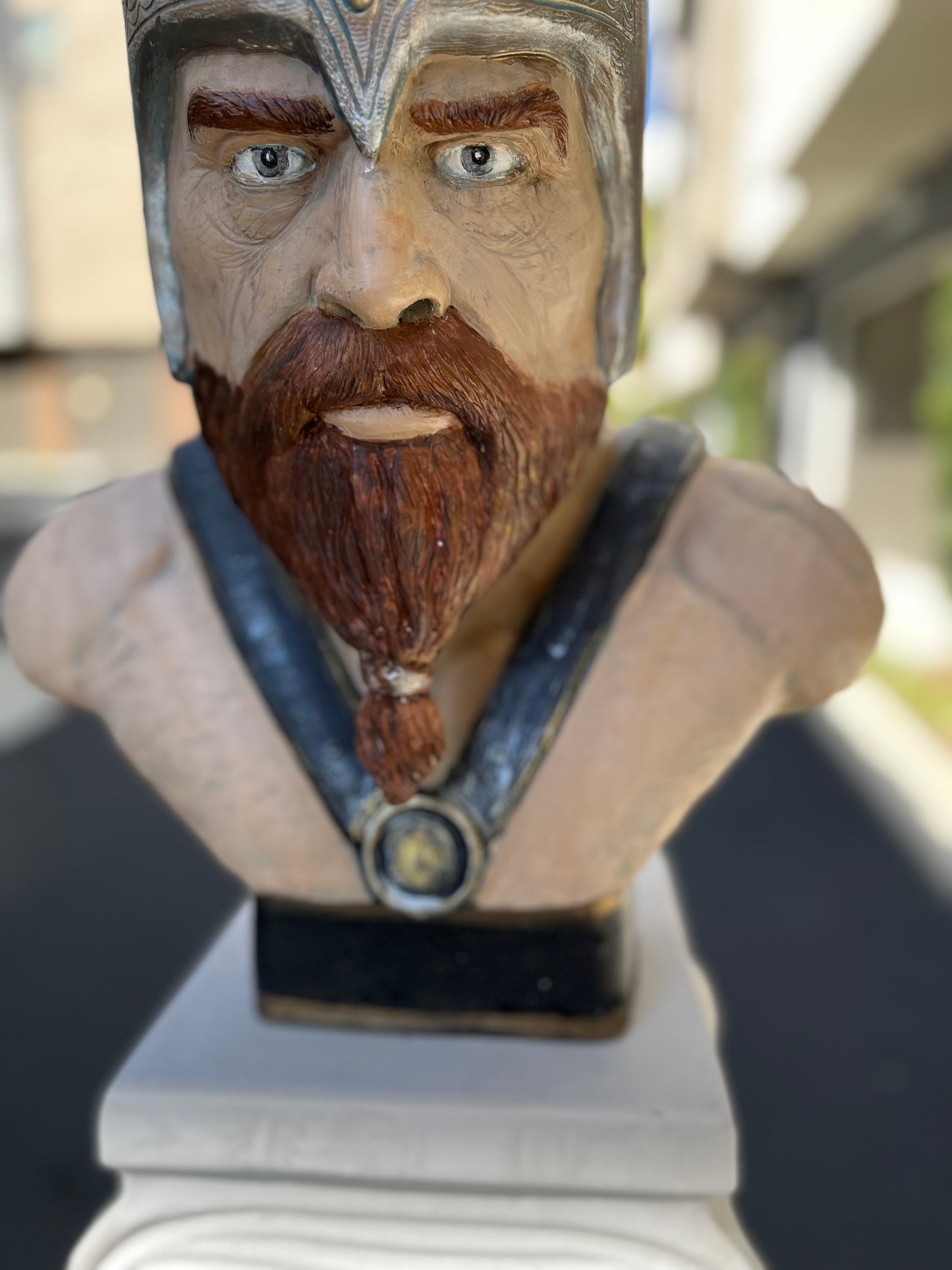 Large Viking Soldier Bust Statue - 22.4” Norse Warrior Sculpture