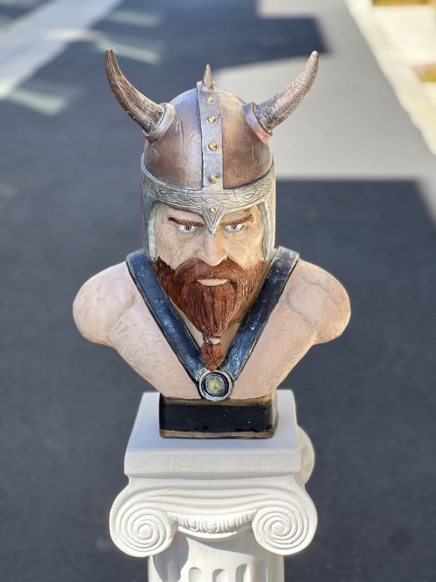 Large Viking Soldier Bust Statue - 22.4” Norse Warrior Sculpture