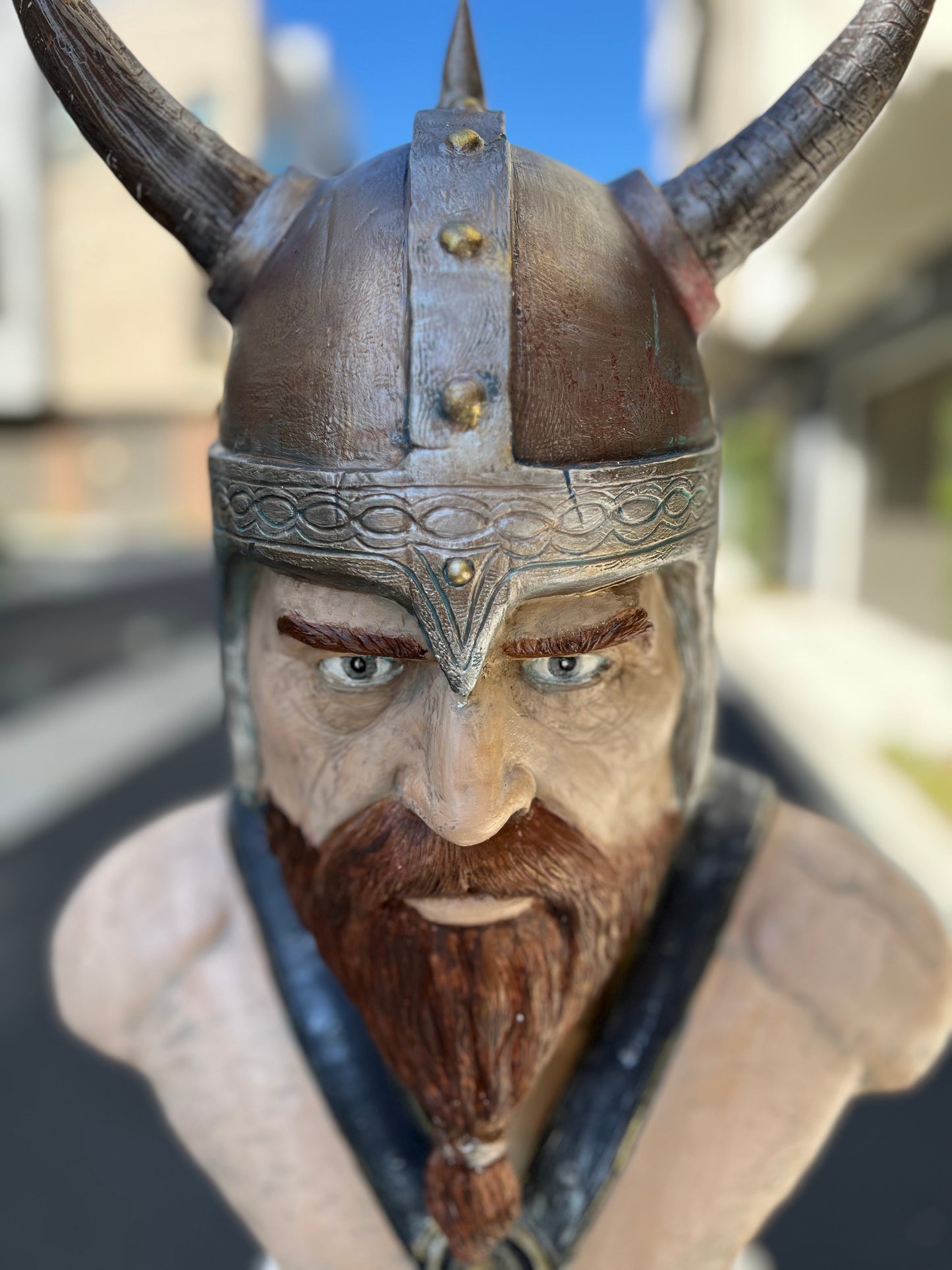 Large Viking Soldier Bust Statue - 22.4” Norse Warrior Sculpture