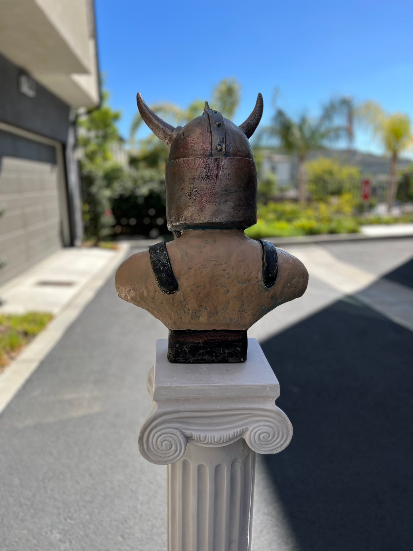Large Viking Soldier Bust Statue - 22.4” Norse Warrior Sculpture