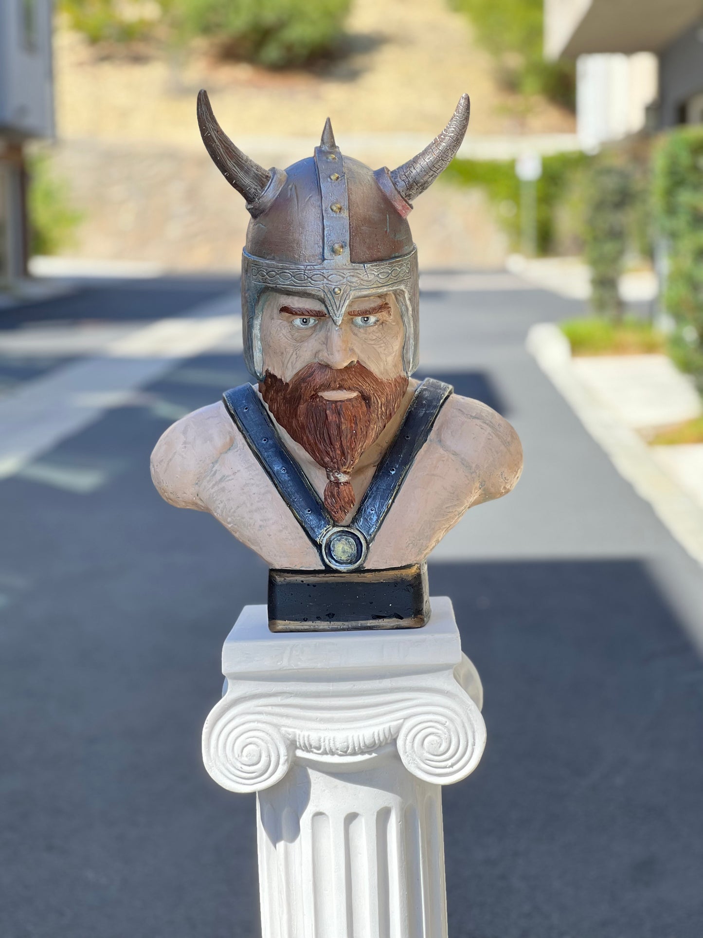 Large Viking Soldier Bust Statue - 22.4” Norse Warrior Sculpture