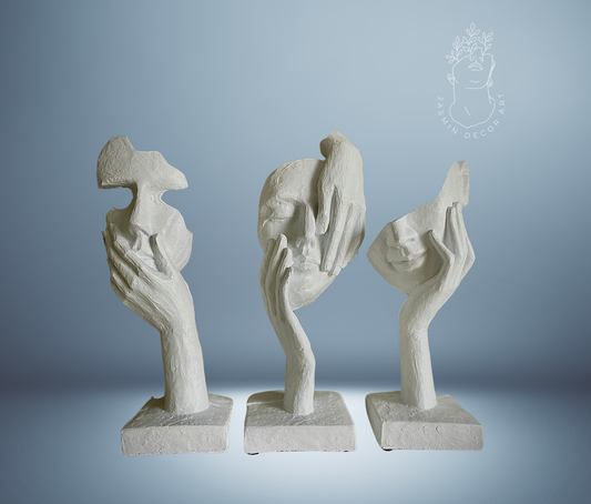 Abstract Face Statues, White, Silent, Shy and Thinker