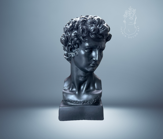 David Bust Statue – 13” Black Marble Sculpture