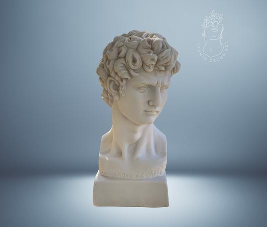 David Bust Statue – 13” White Marble Sculpture