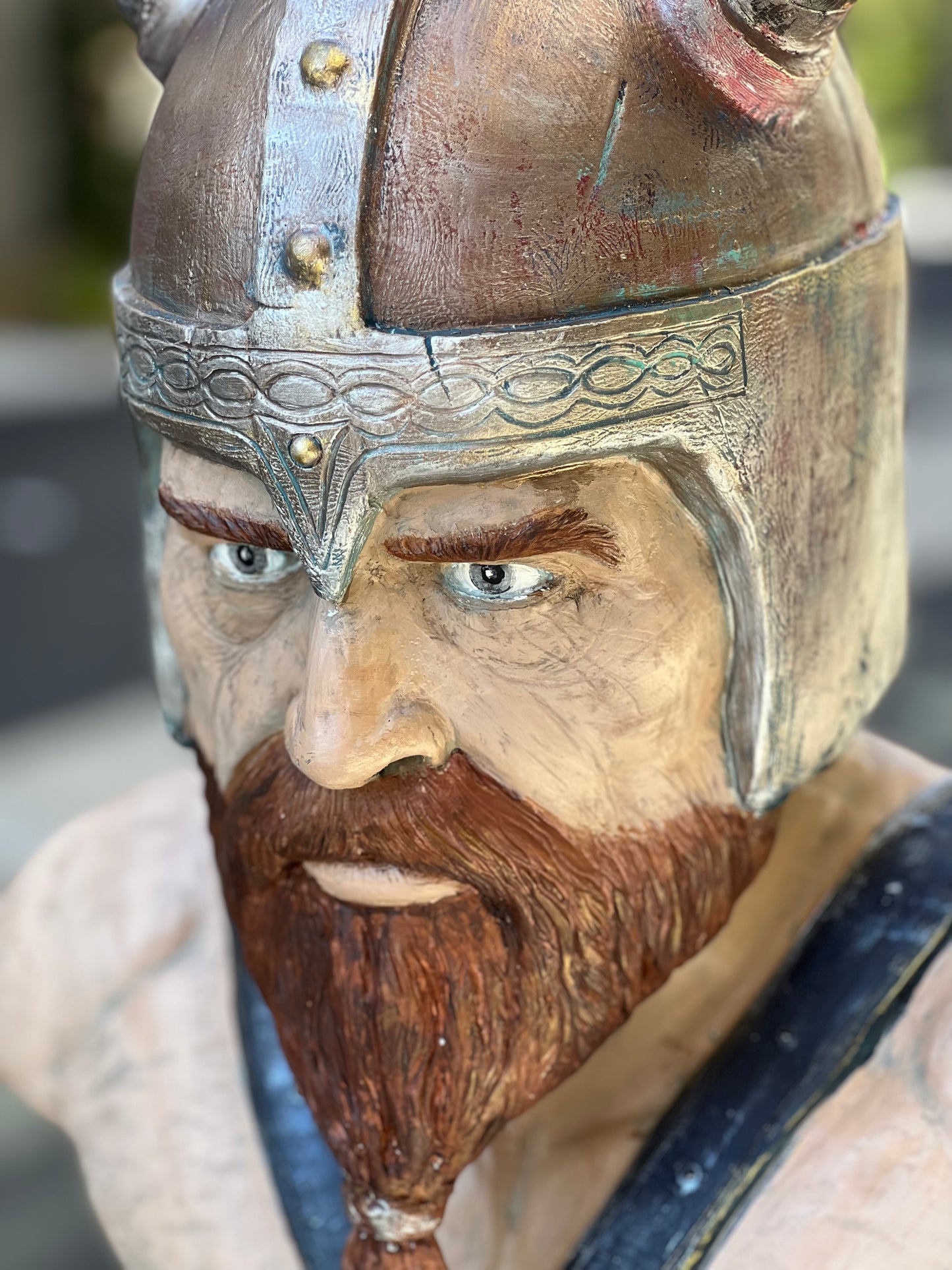 Large Viking Soldier Bust Statue - 22.4” Norse Warrior Sculpture