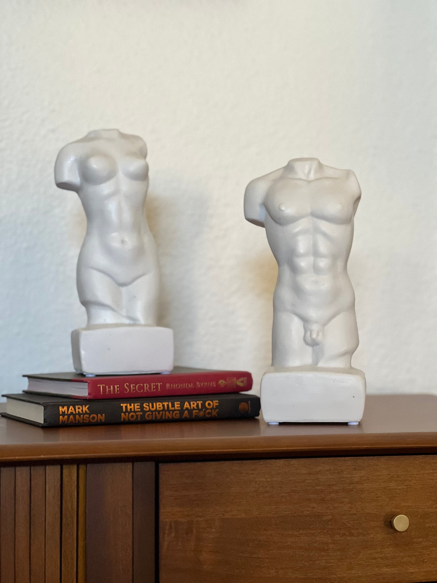 Elegant Torso Statue Set – Male & Female, White, Black, or Bronze