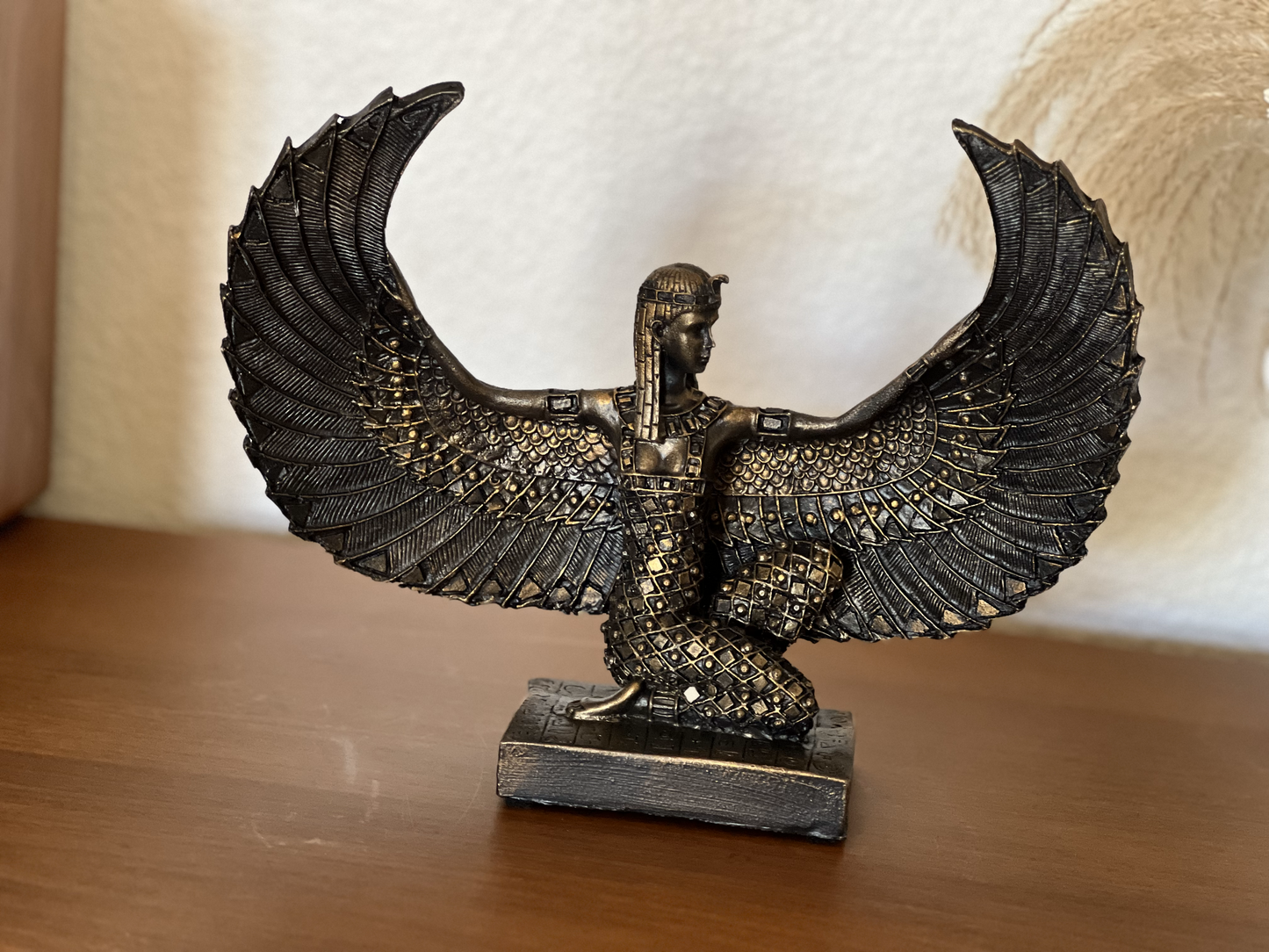 Egyptian Goddess Isis Open Wings with Gold Leaf Hand Painted Statue 2