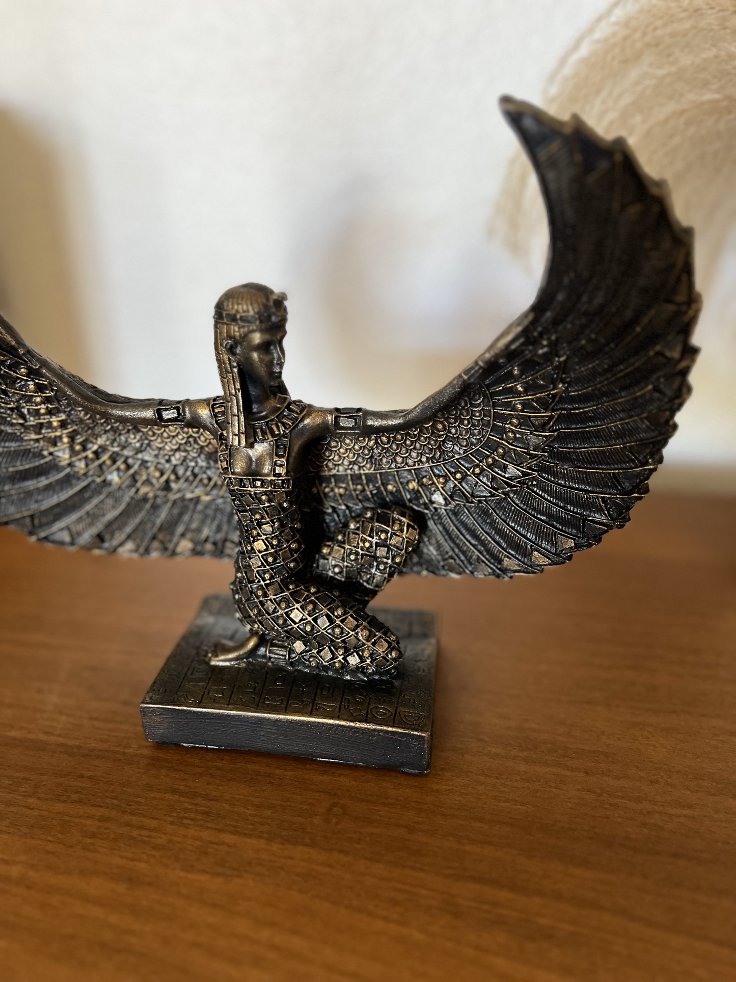 Egyptian Goddess Isis Open Wings with Gold Leaf Hand Painted Statue 2