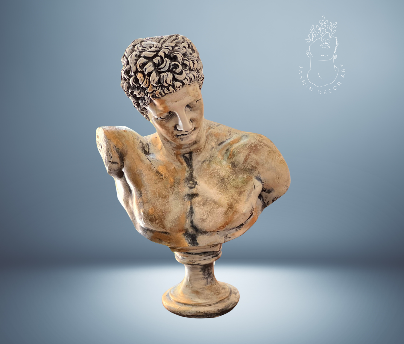 Hermes Bust Sculpture, Huge Antic God Hermes,