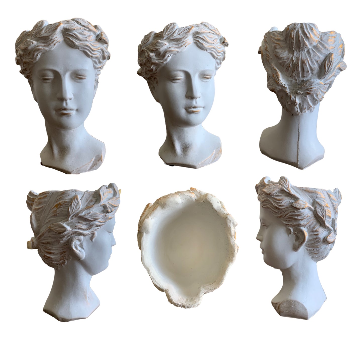 Greco-Roman Goddess Venus Head Statue Planter, Antique Finish for Plants and Candles