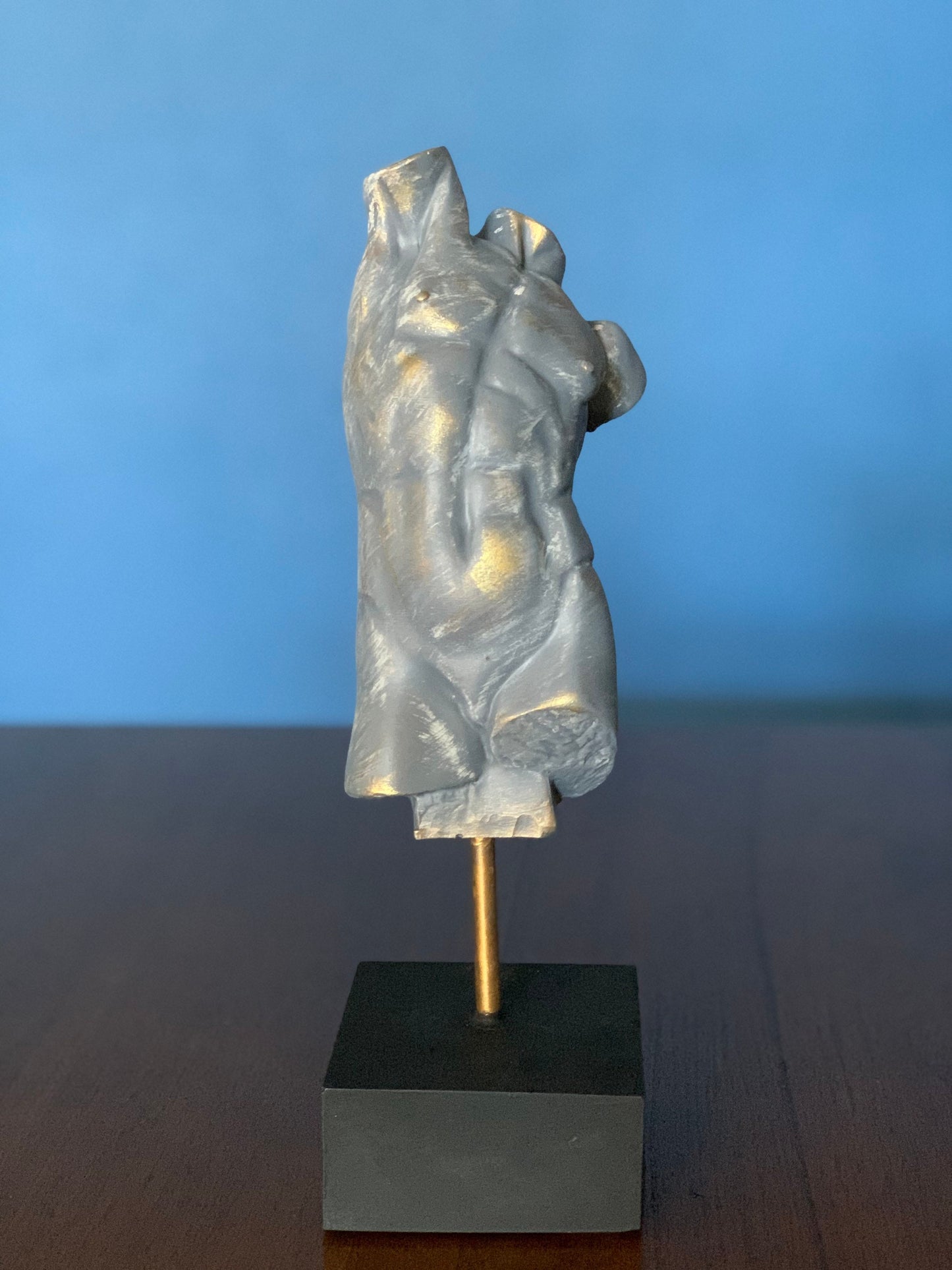 Male Torso Sculpture, 12 inches Desk Decor, Desk Statue, Bust Statue, Roman Sculpted Torso, Male Body Statue, Nude Man Body