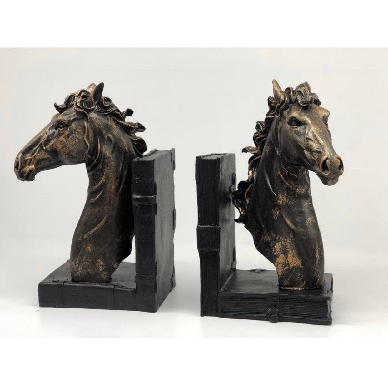 Animal Decor Bookends, Horse Figurines, Bookshelf, Home Office Desk Figurine, Book love gift, Bookcase Design Mother's Day Gift