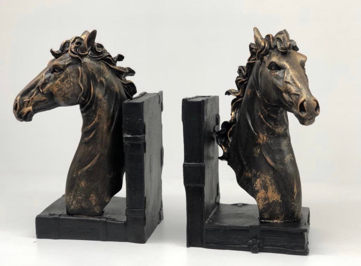 Animal Decor Bookends, Horse Figurines, Bookshelf, Home Office Desk Figurine, Book love gift, Bookcase Design Mother's Day Gift