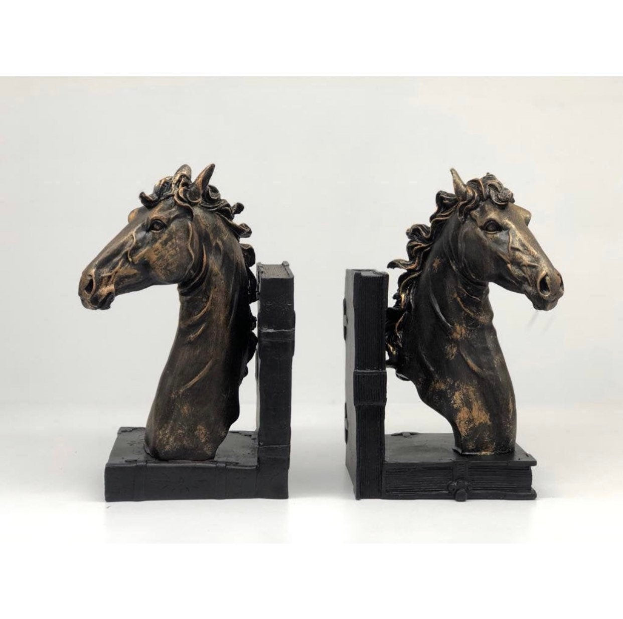 Animal Decor Bookends, Horse Figurines, Bookshelf, Home Office Desk Figurine, Book love gift, Bookcase Design Mother's Day Gift