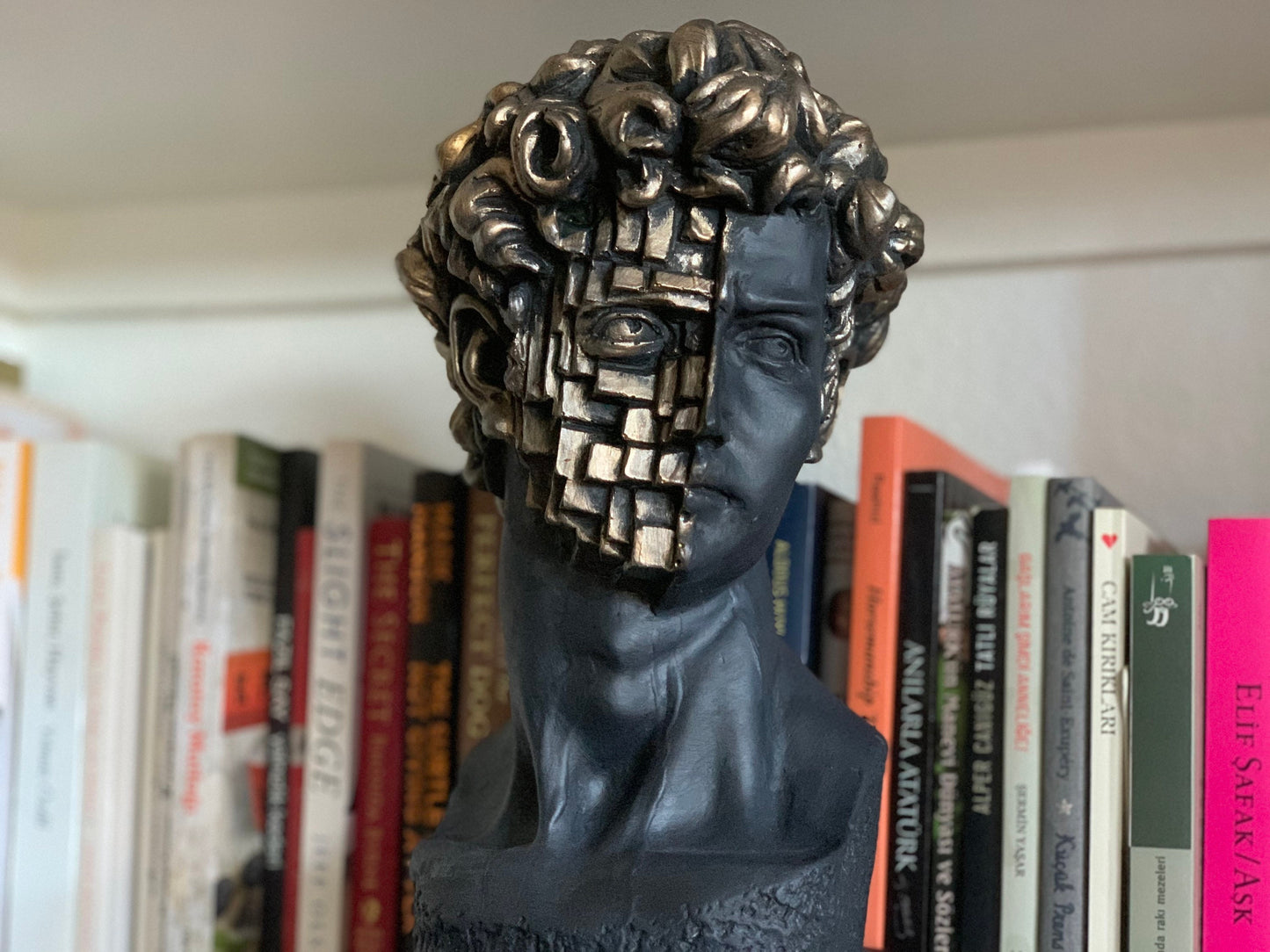 Large David Michelangelo Statue, 13 inches David Bust Statue, Roman Sculpture Statues, Greek Bust Statue Decoration