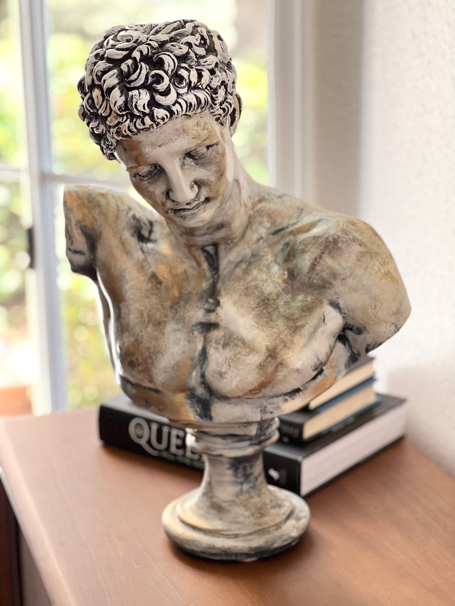 Hermes Bust Sculpture, Antic God Hermes, Ancient Goddess Bust, Grecian Roman Statue, Contemporary Art Bust Statue, Pop art Head Statue,