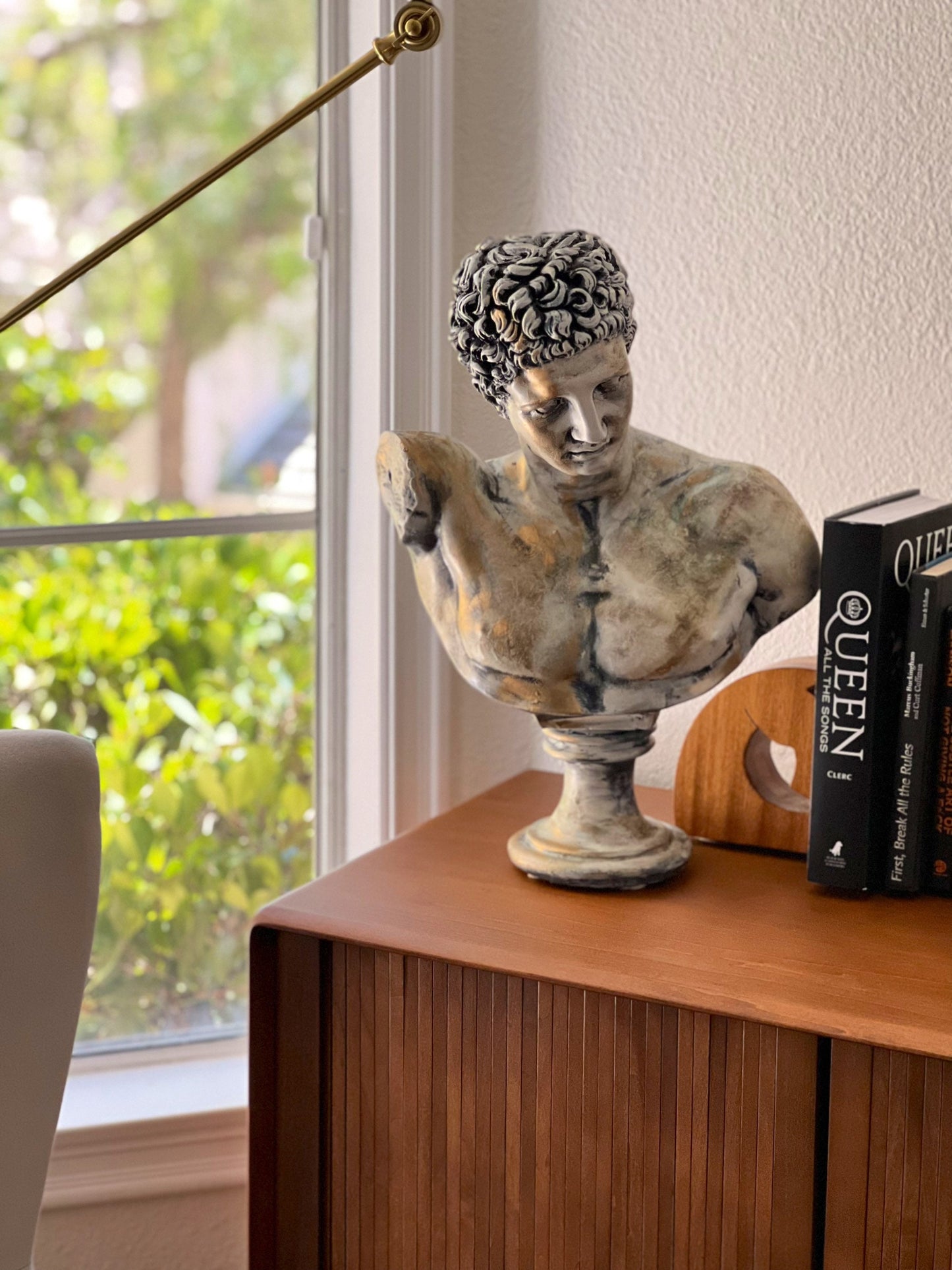 Hermes Bust Sculpture, Antic God Hermes, Ancient Goddess Bust, Grecian Roman Statue, Contemporary Art Bust Statue, Pop art Head Statue,