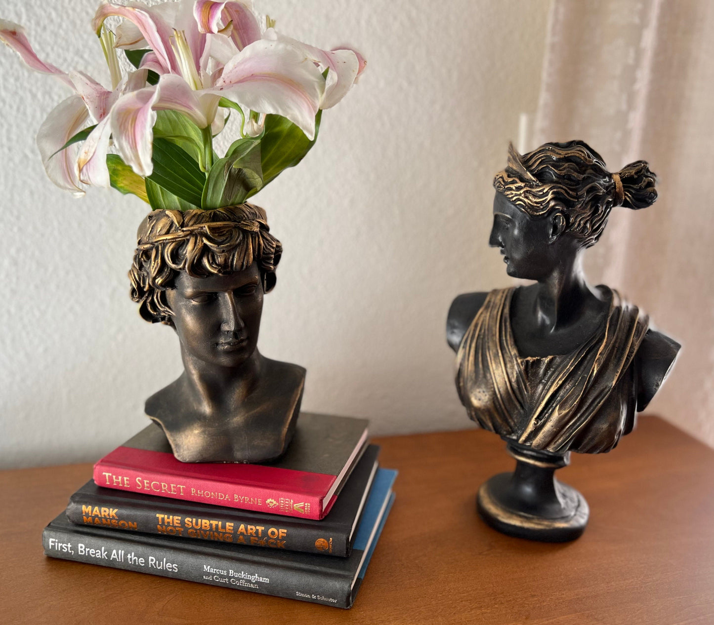 Greek Goddess Male Statue Head Planter, Flower Planter, Ancient Head Sculpture Vase, Roman Venus Vase, Ceasar Bust Planter Mother's Day Gift
