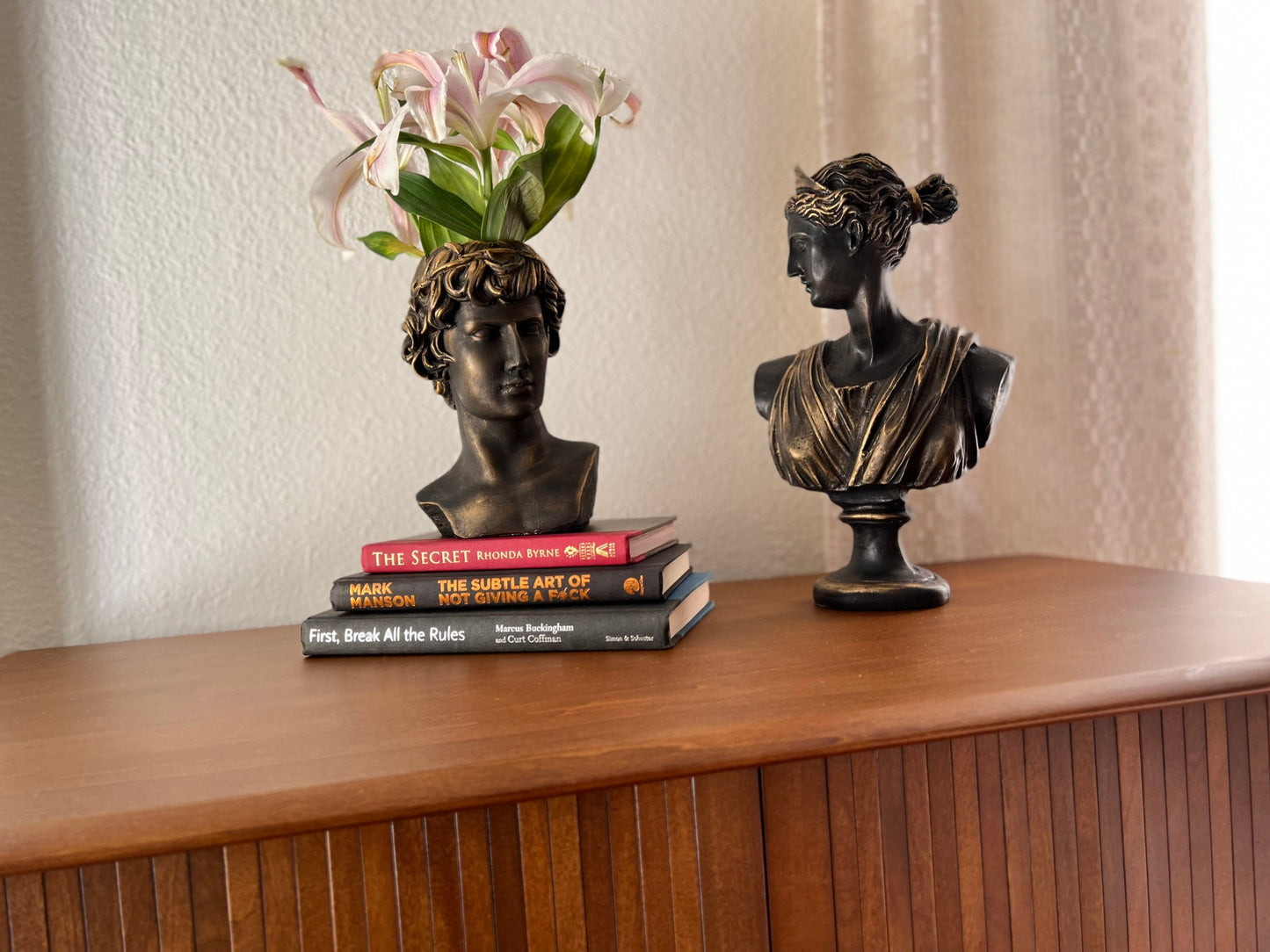 Greek Goddess Male Statue Head Planter, Flower Planter, Ancient Head Sculpture Vase, Roman Venus Vase, Ceasar Bust Planter Mother's Day Gift
