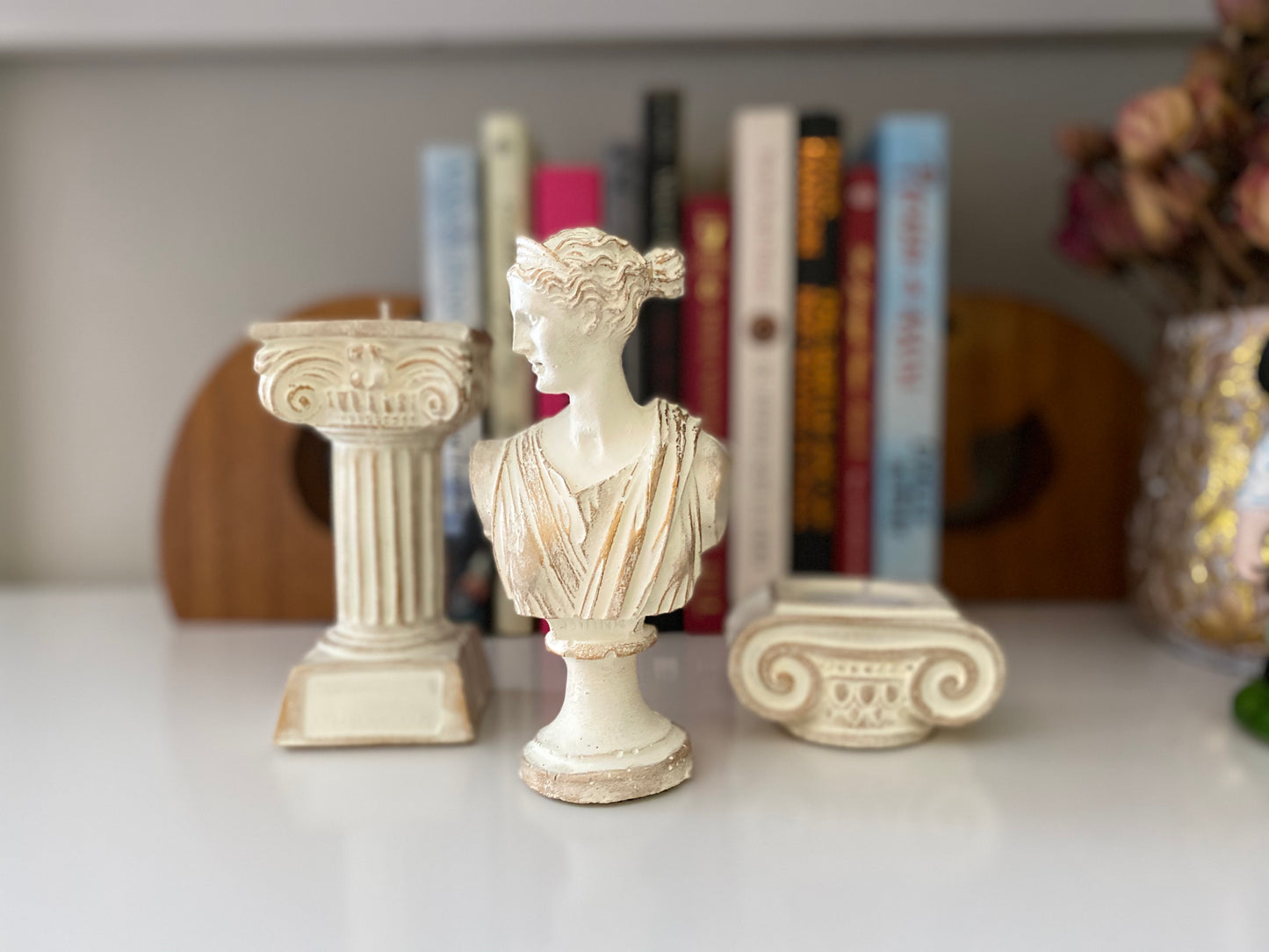 Diana Figurine and Ionic Candleholder (Set of 2)