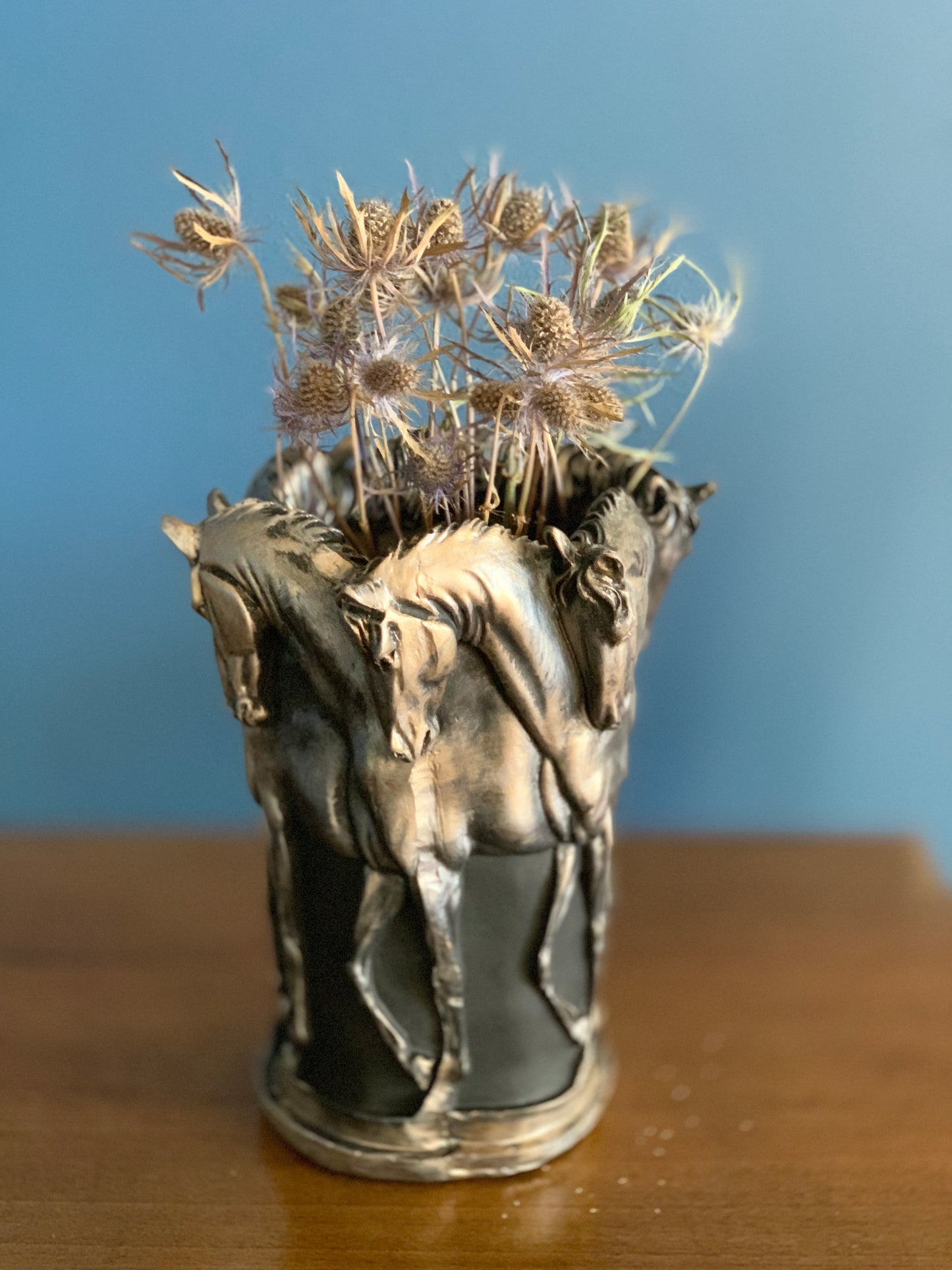 Six Stallion Horse Vase, Horse Statue Vase