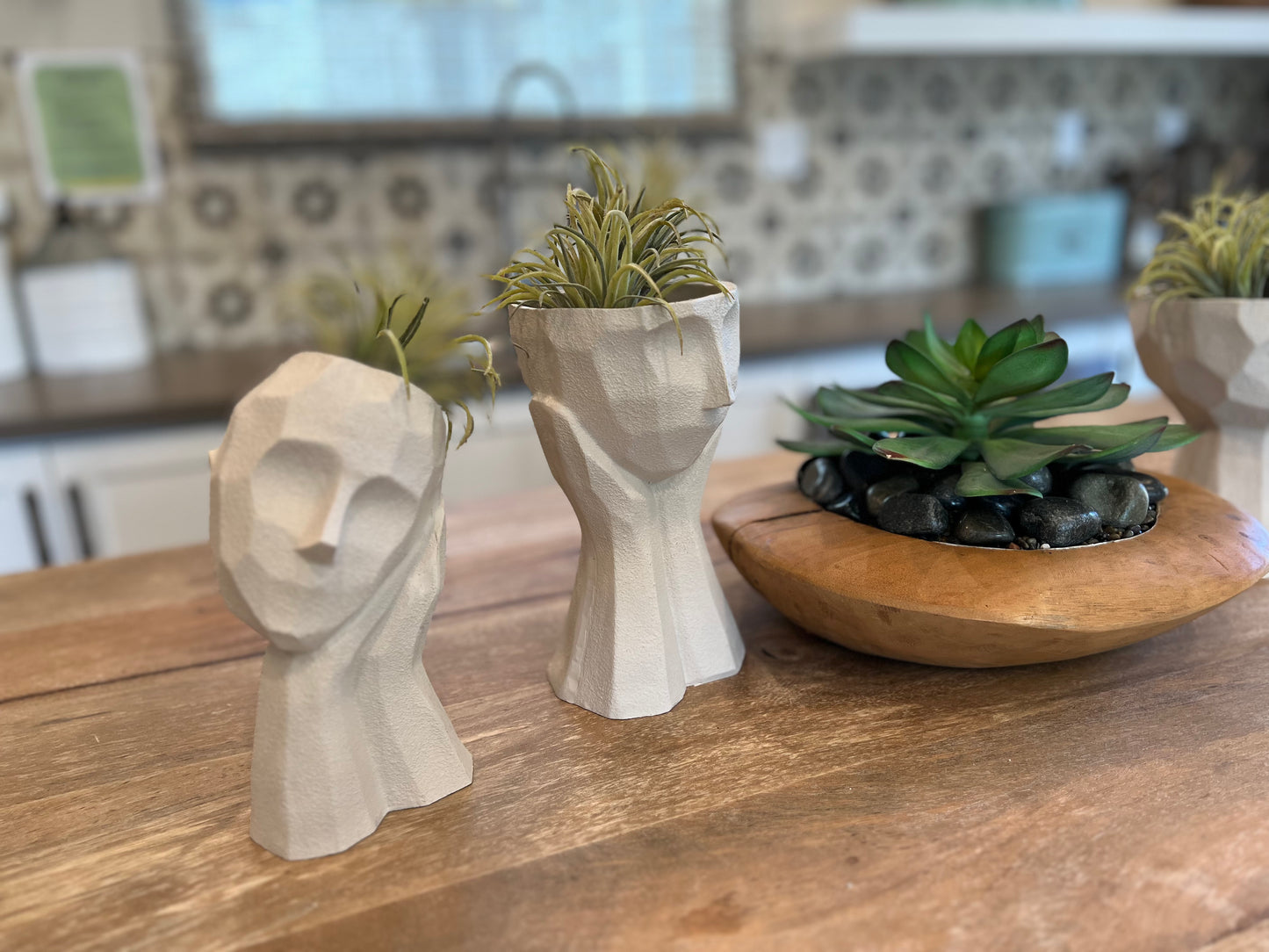 Geometric Design Face Planter, Set of 4
