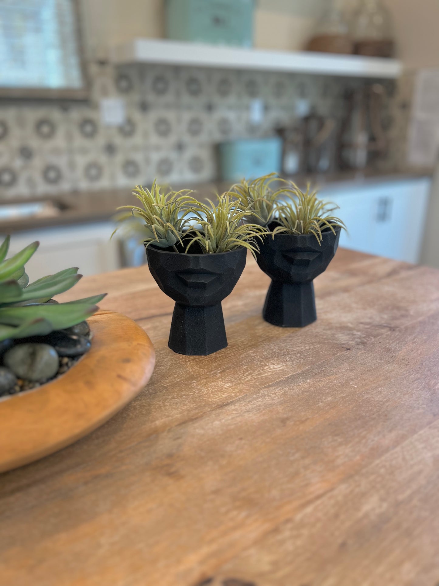 Geometric Design Face Planter, Set of 4