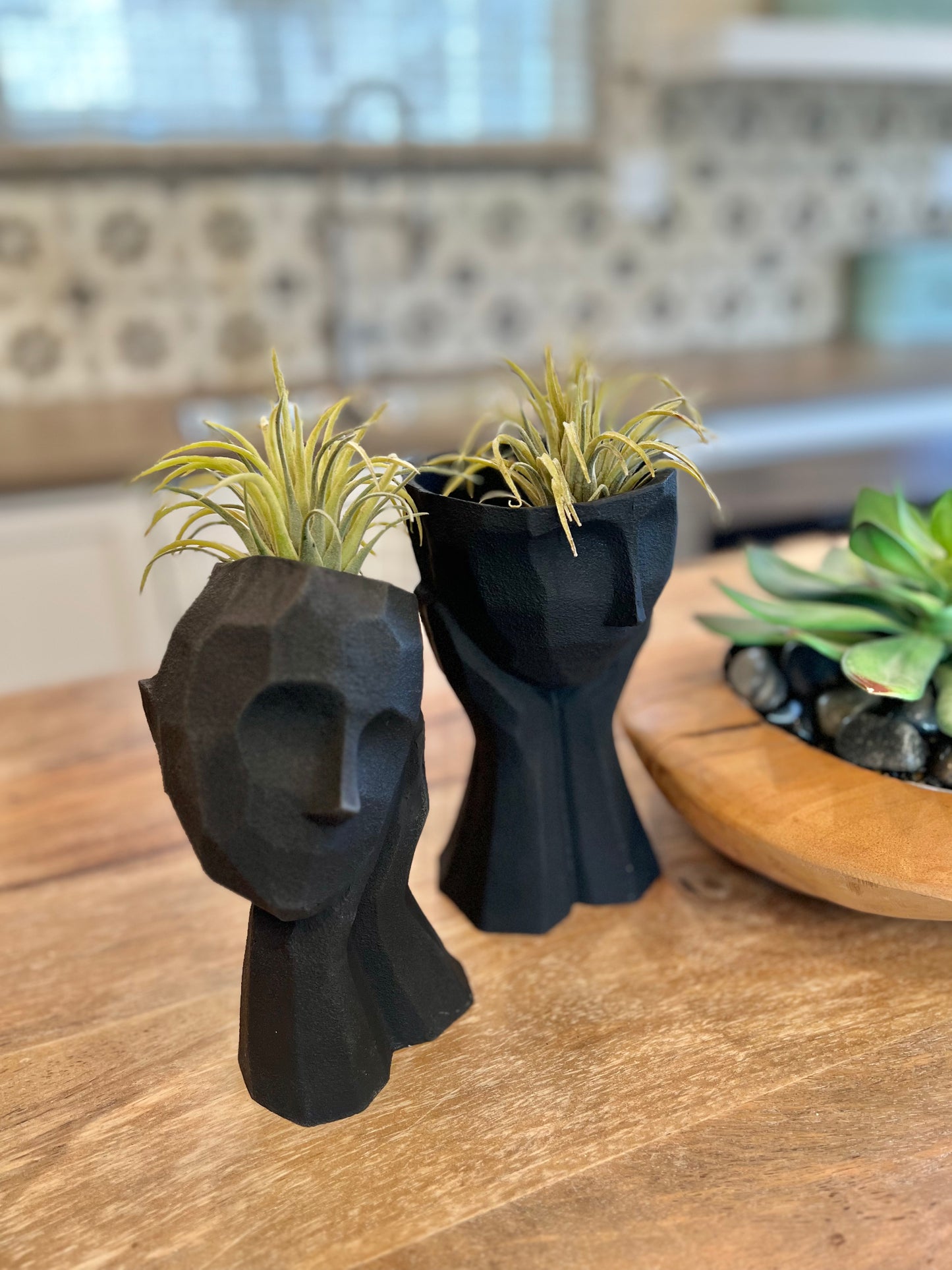 Geometric Design Face Planter, Set of 4