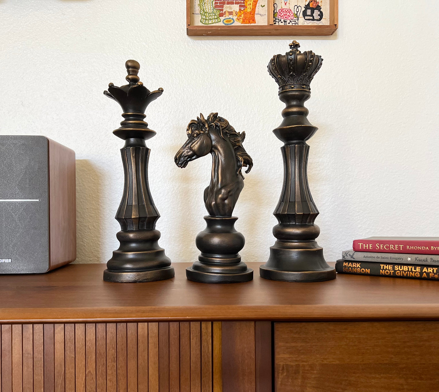 Elegant Chess Statue Set, Chess Set of 3, Knight, King, Queen