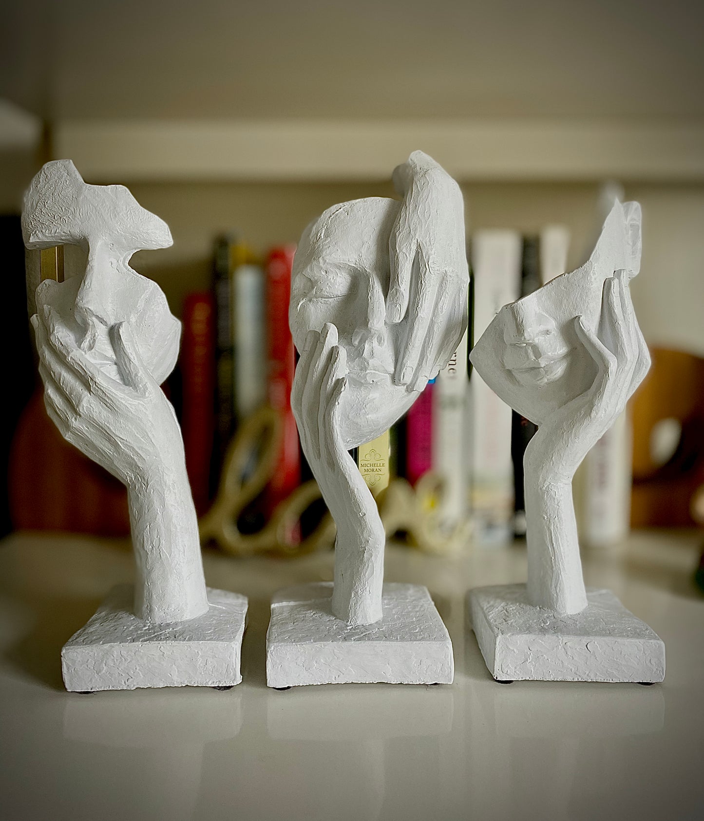 Abstract Face Statues, White, Silent, Shy and Thinker