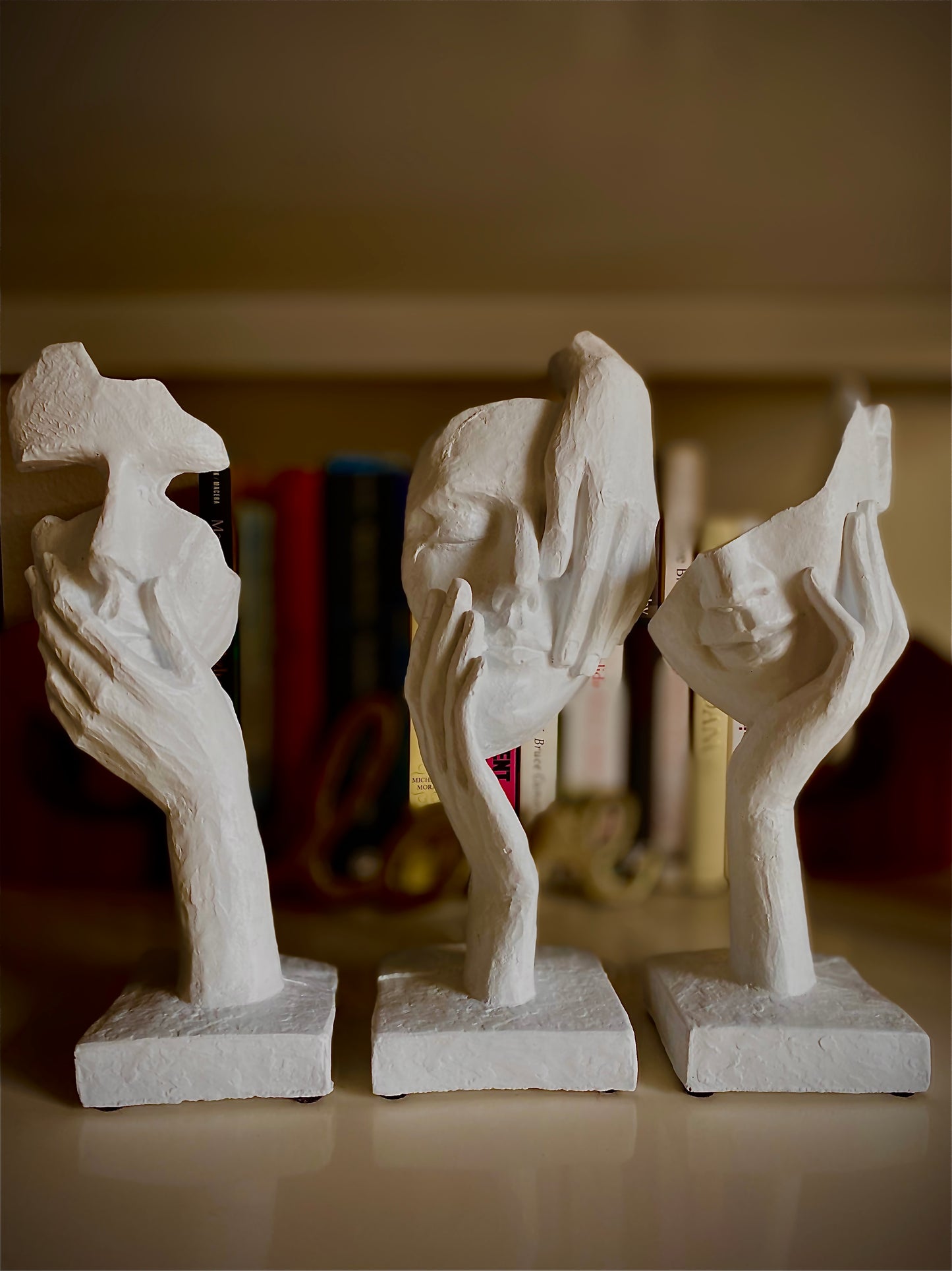 Abstract Face Statues, White, Silent, Shy and Thinker
