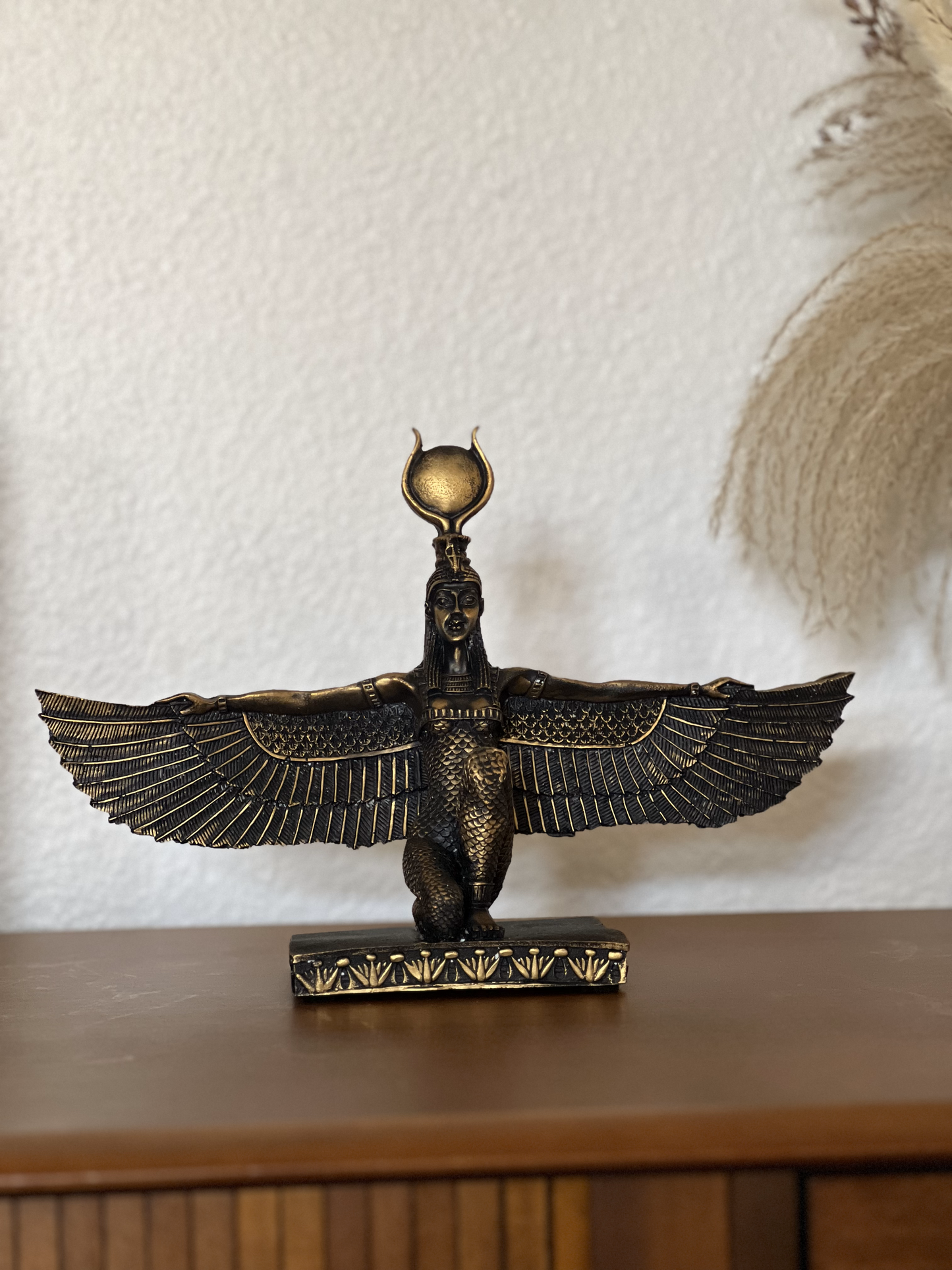 Egyptian Goddess Isis Open Wings with Gold Leaf Hand Painted Statue