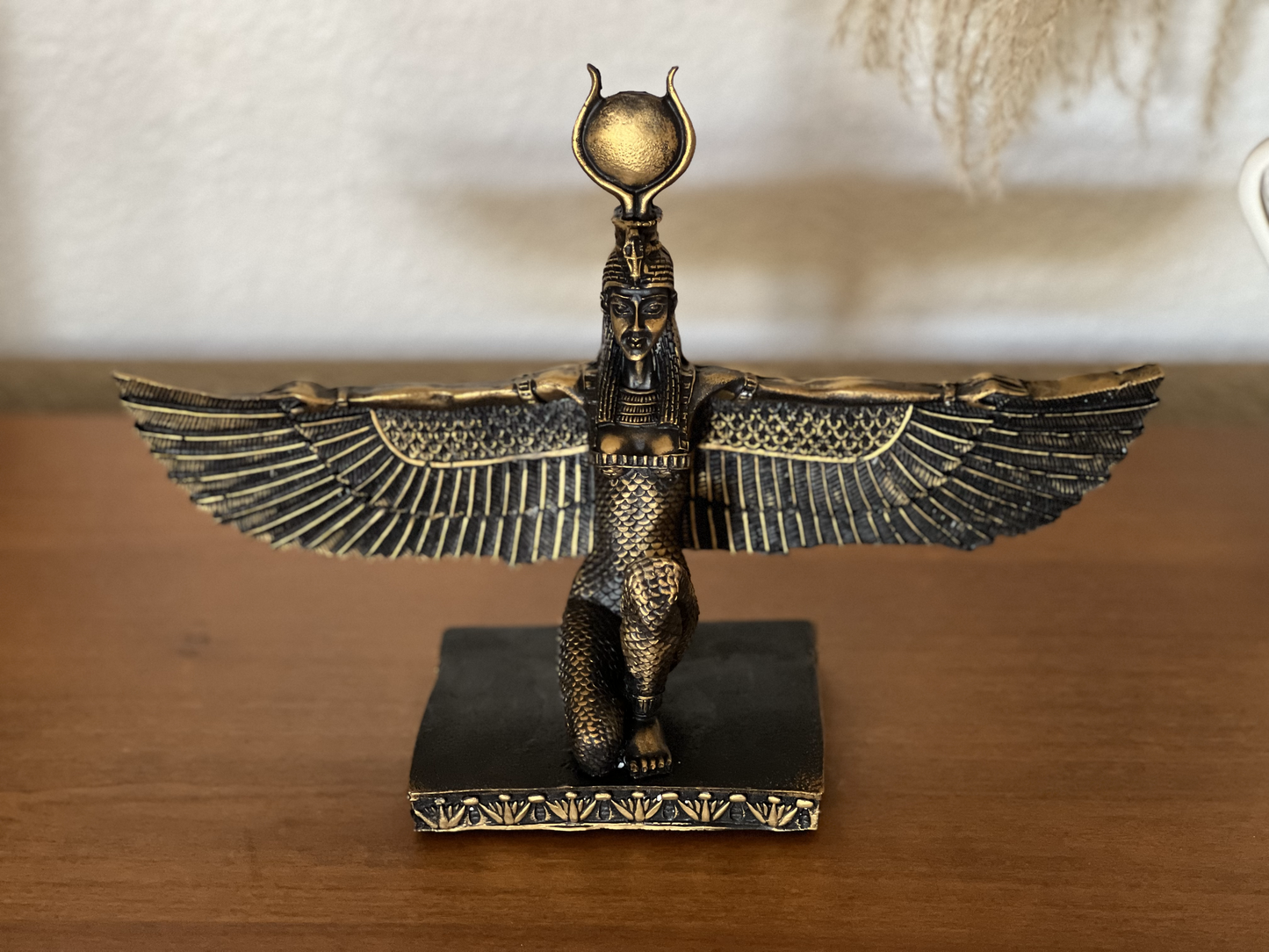 Egyptian Goddess Isis Open Wings with Gold Leaf Hand Painted Statue