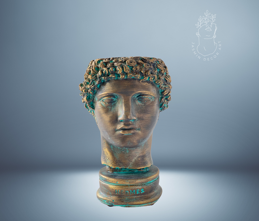 Antic God Hermes Head Statue Bust Planter