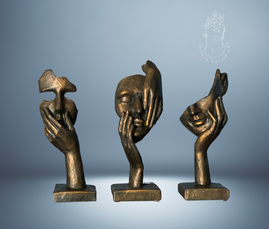 Silent, Shy and Thinker Abstract Face Statues