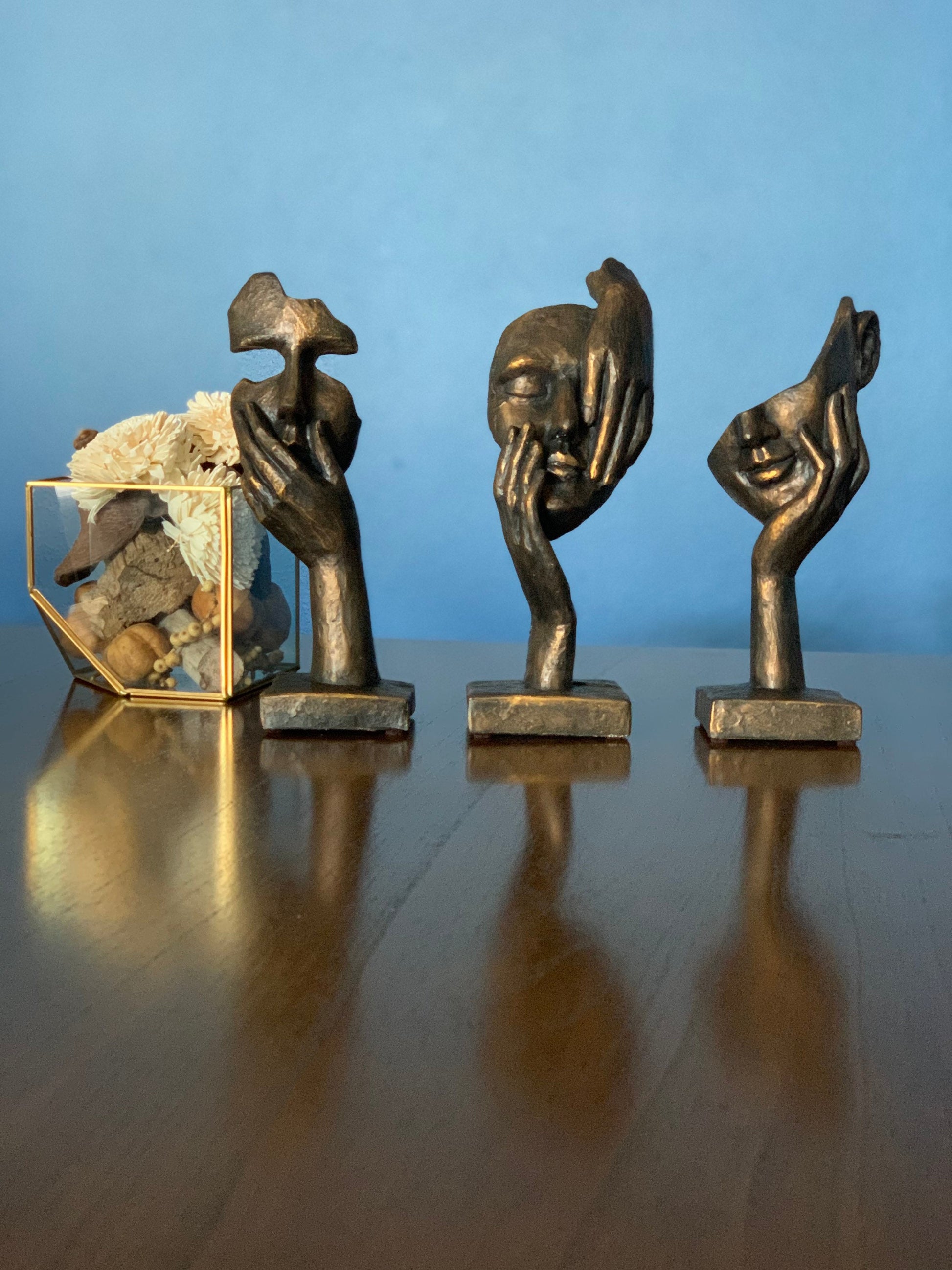 Creative Abstract Decor, Statue Face, Hand Statues, Sculptures Home Office Desk Figurine, Set of 3, Set of 2 Mother's Day Gift