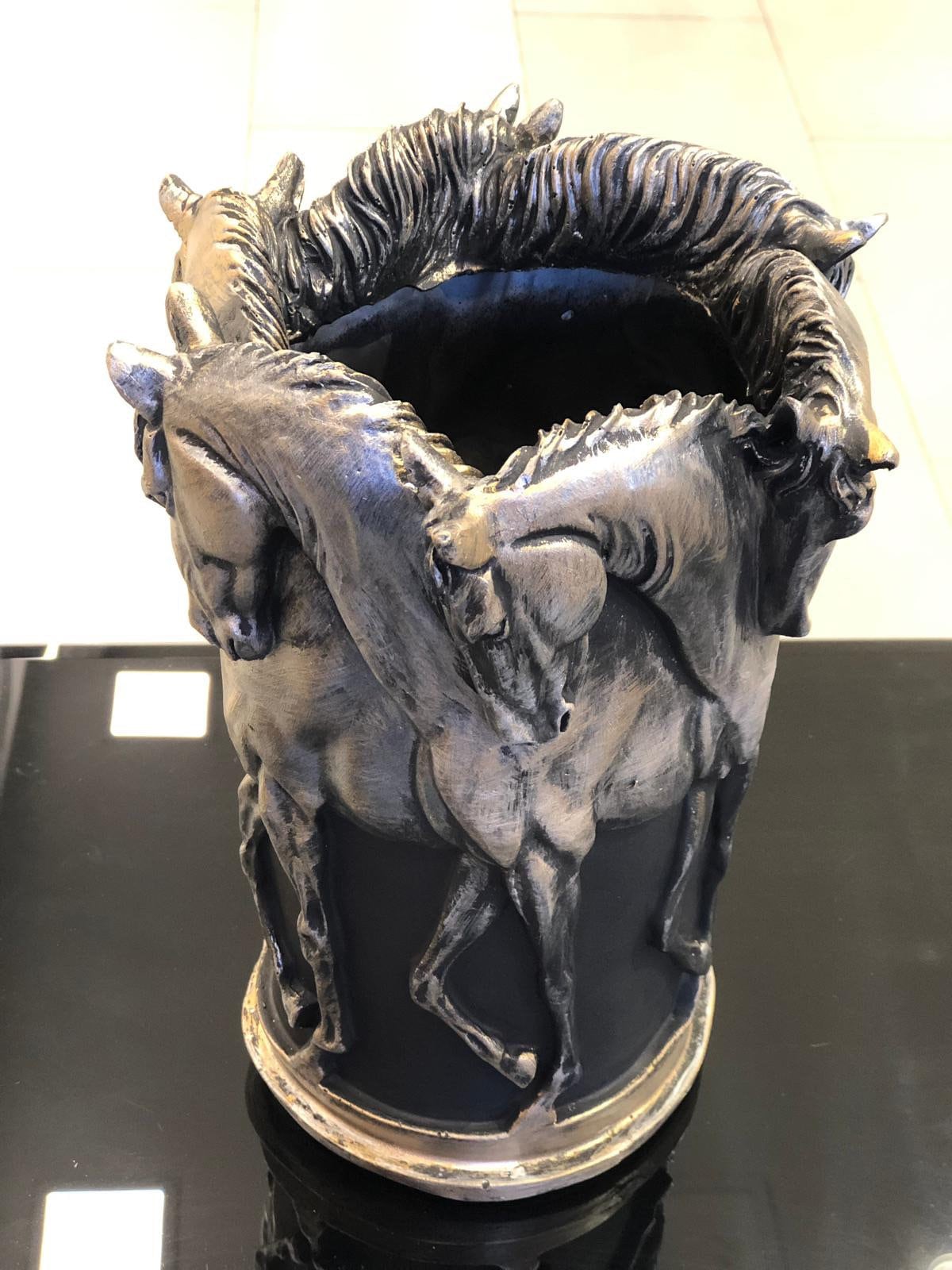 Horse Flowerpot, Horse Statue Vase, Home Decoration, Silver Vase, Horse Sculpture Pot, Horse Planter Mother's Day Gift