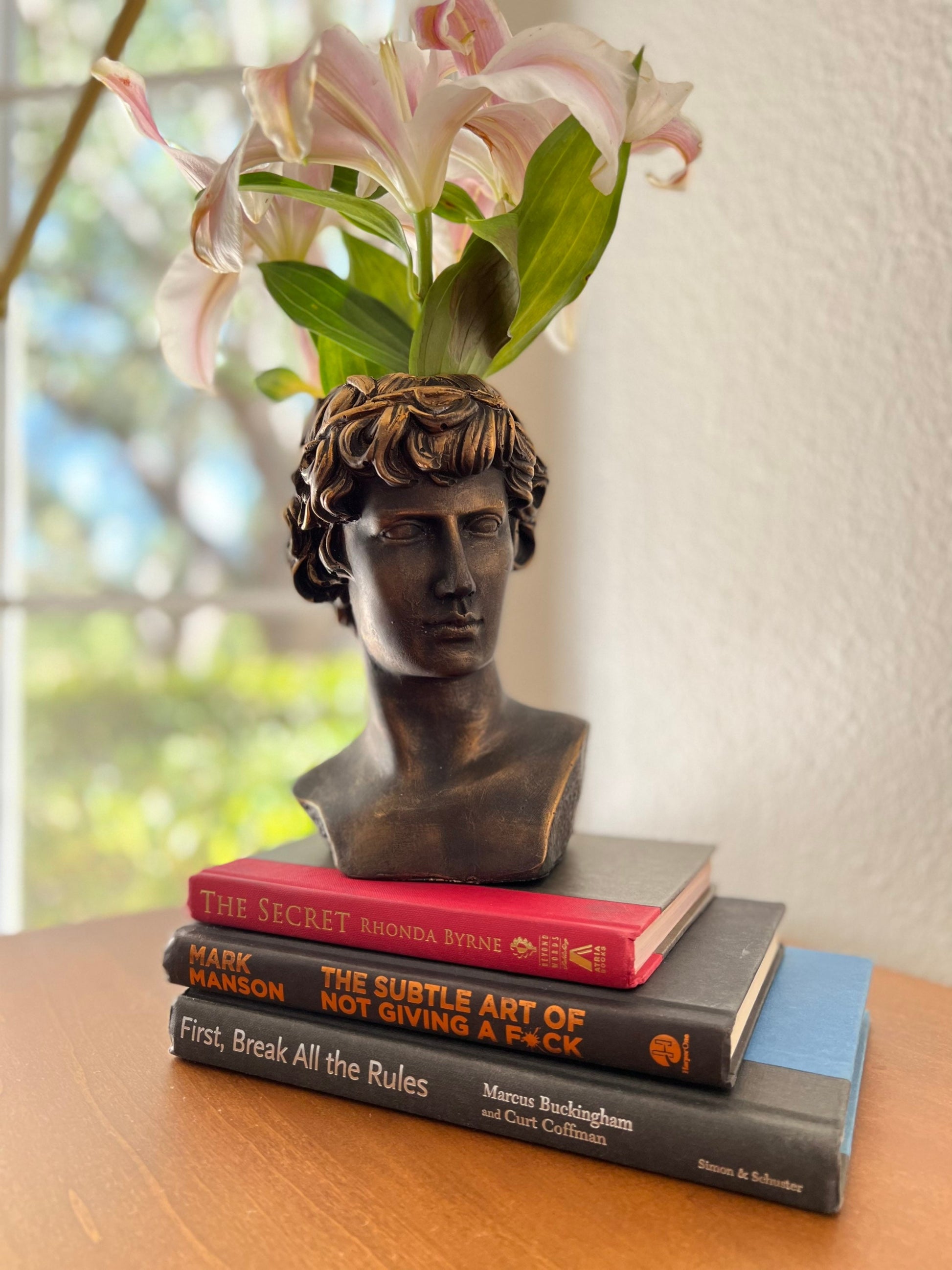 Greek Goddess Male Statue Head Planter, Flower Planter, Ancient Head Sculpture Vase, Roman Venus Vase, Ceasar Bust Planter Mother's Day Gift