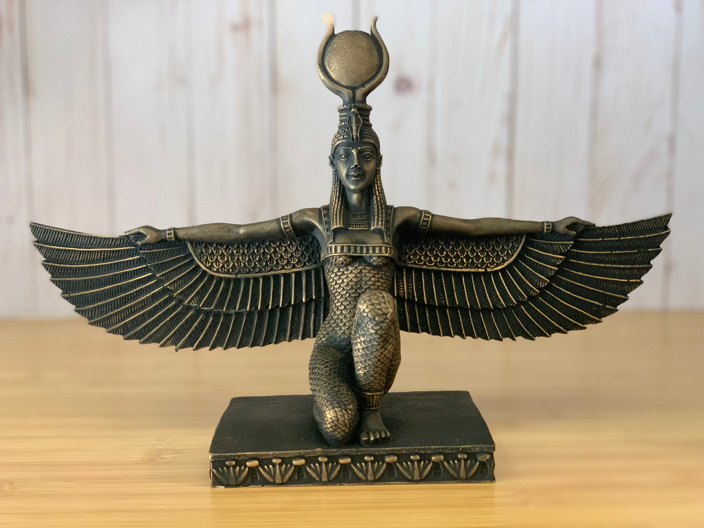 Egyptian Goddess Isis Open Wings with Gold Leaf Hand Painted Statue