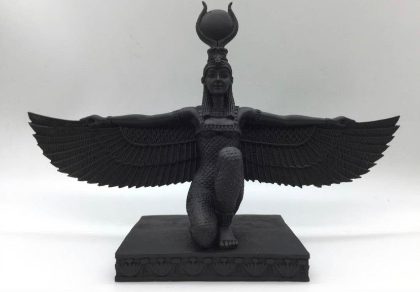 Egyptian Goddess Isis Open Wings with Gold Leaf Hand Painted Statue