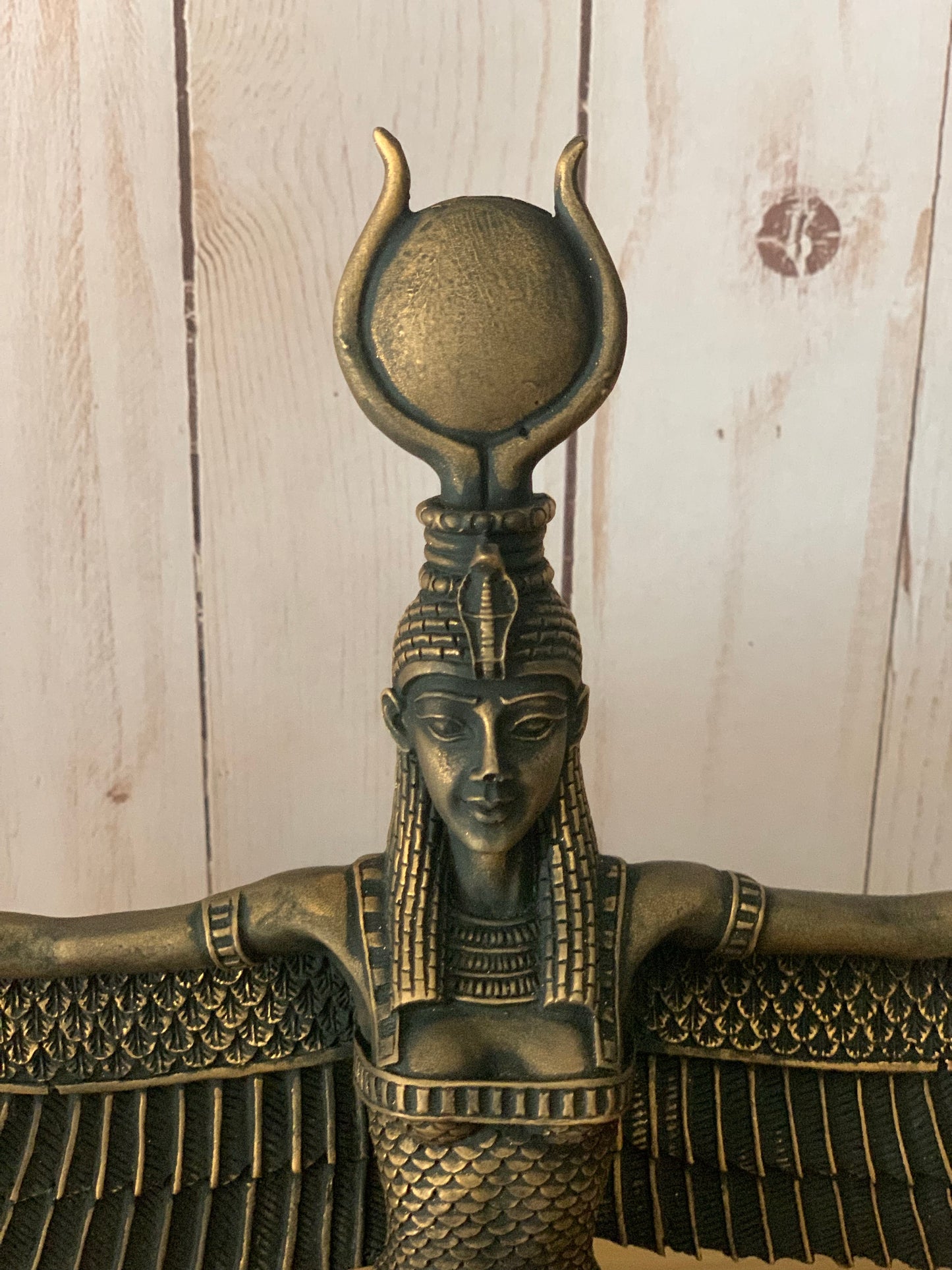 Egyptian Goddess Isis Open Wings with Gold Leaf Hand Painted Statue