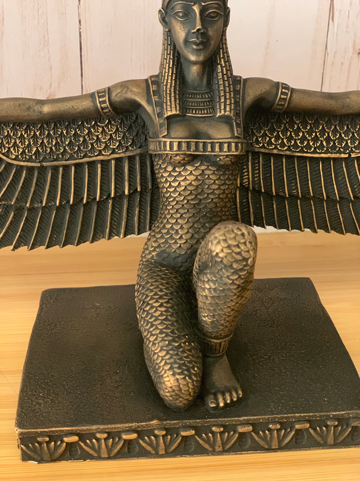 Egyptian Goddess Isis Open Wings with Gold Leaf Hand Painted Statue