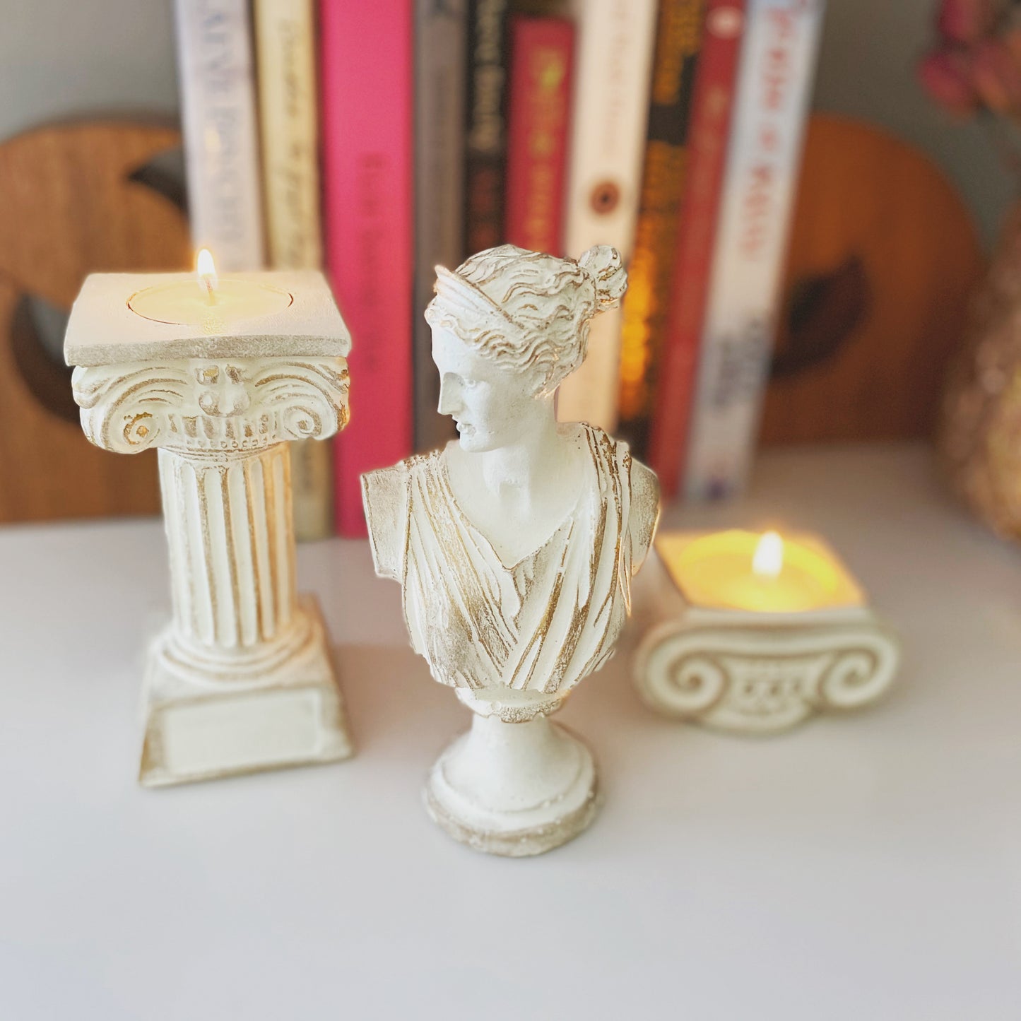 Diana Figurine and Ionic Candleholder (Set of 2)