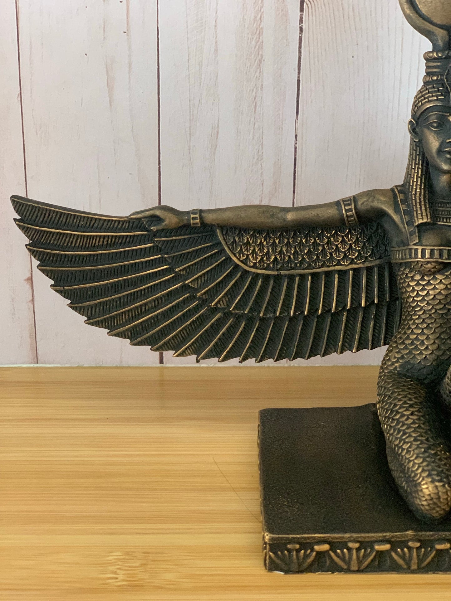 Egyptian Goddess Isis Open Wings with Gold Leaf Hand Painted Statue